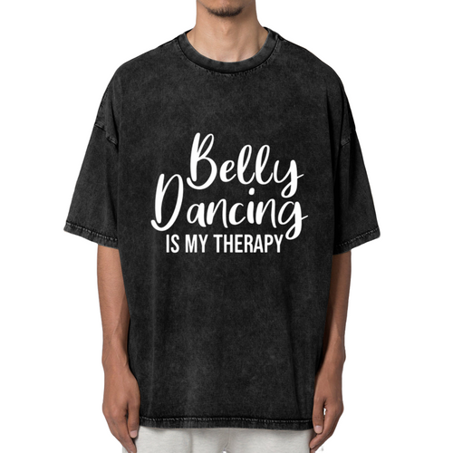 Product image of washed graphic T-shirt featuring 'Belly Dance Teacher' statement design