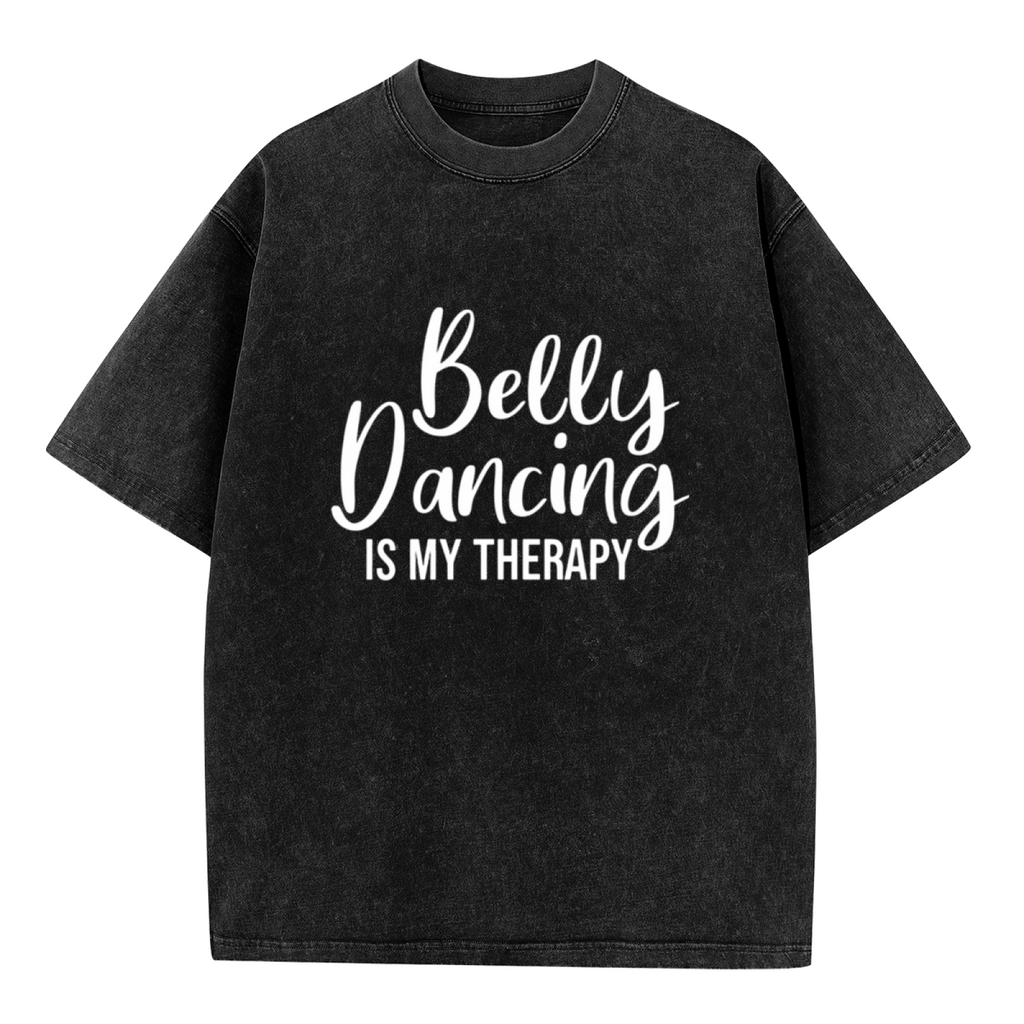 Product image of washed graphic T-shirt featuring 'Belly Dance Teacher' statement design