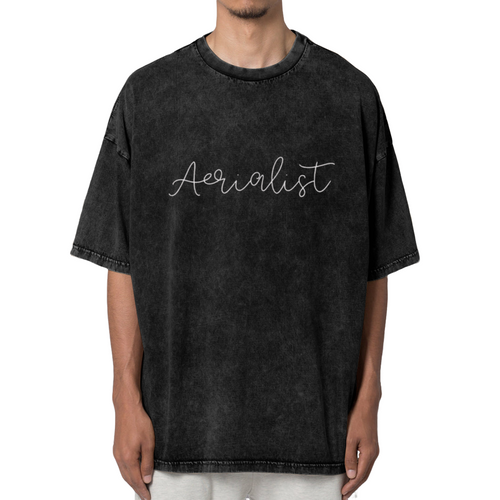 Unisex washed graphic T-shirt with Aerialist themed design, product image