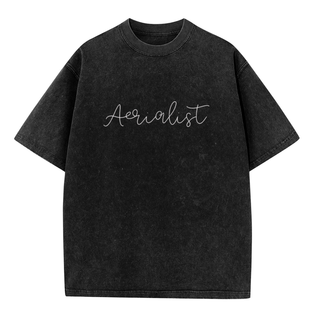 Unisex washed graphic T-shirt with Aerialist themed design, product image