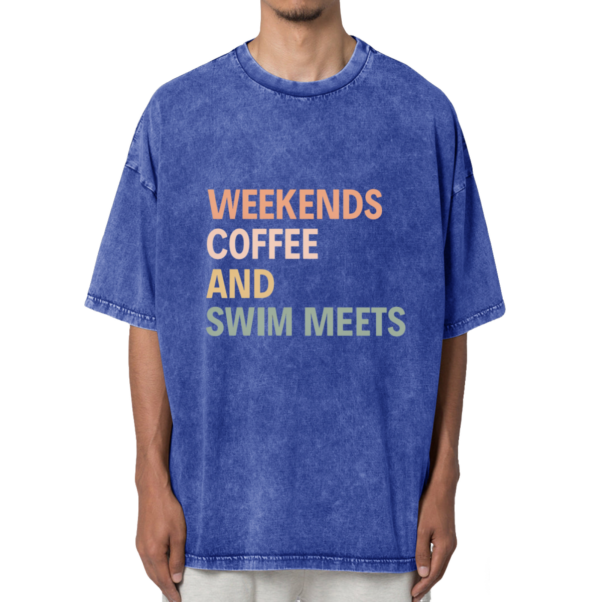 Weekends Coffee And Swim Meets Washed Graphic T-Shirt
