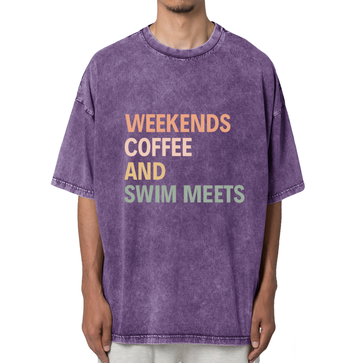 Weekends Coffee And Swim Meets Washed Graphic T-Shirt