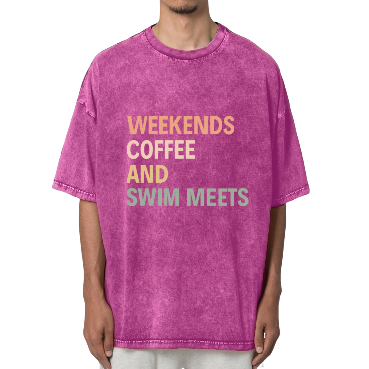 Weekends Coffee And Swim Meets Washed Graphic T-Shirt
