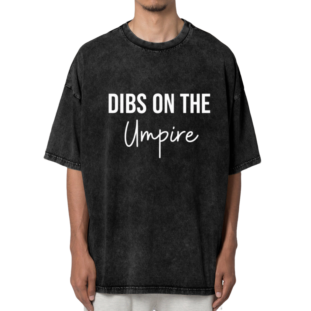 Unisex washed graphic T-shirt with Dibs On The Umpire themed design, product image