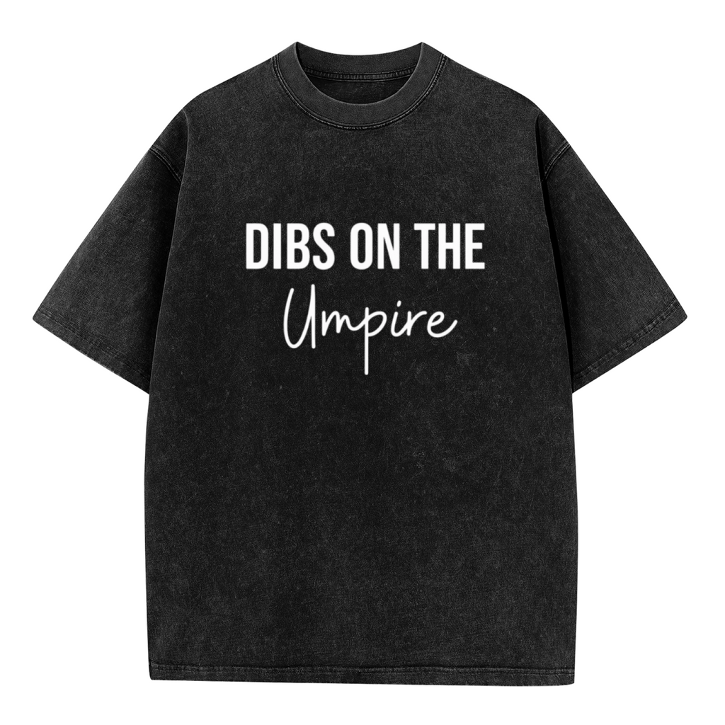 Unisex washed graphic T-shirt with Dibs On The Umpire themed design, product image