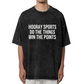 Unisex washed graphic T-shirt with Hooray Sports Do The Things Win The Points themed design, product image