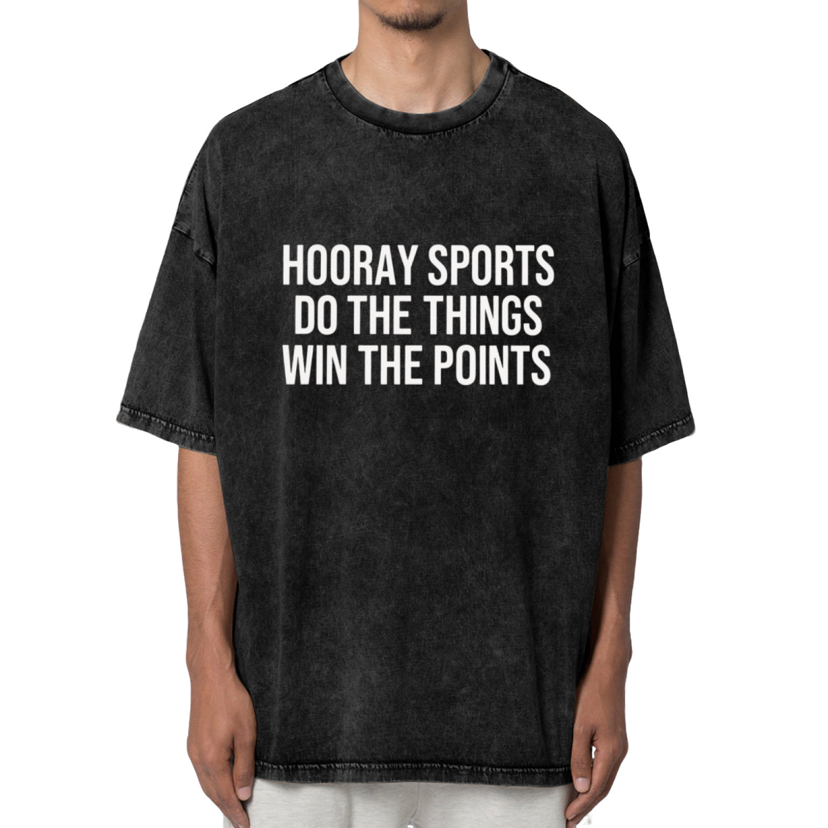 Unisex washed graphic T-shirt with Hooray Sports Do The Things Win The Points themed design, product image