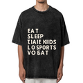 Unisex washed graphic T-shirt with Eat Sleep Take Kids To Sports Repeat themed design, product image