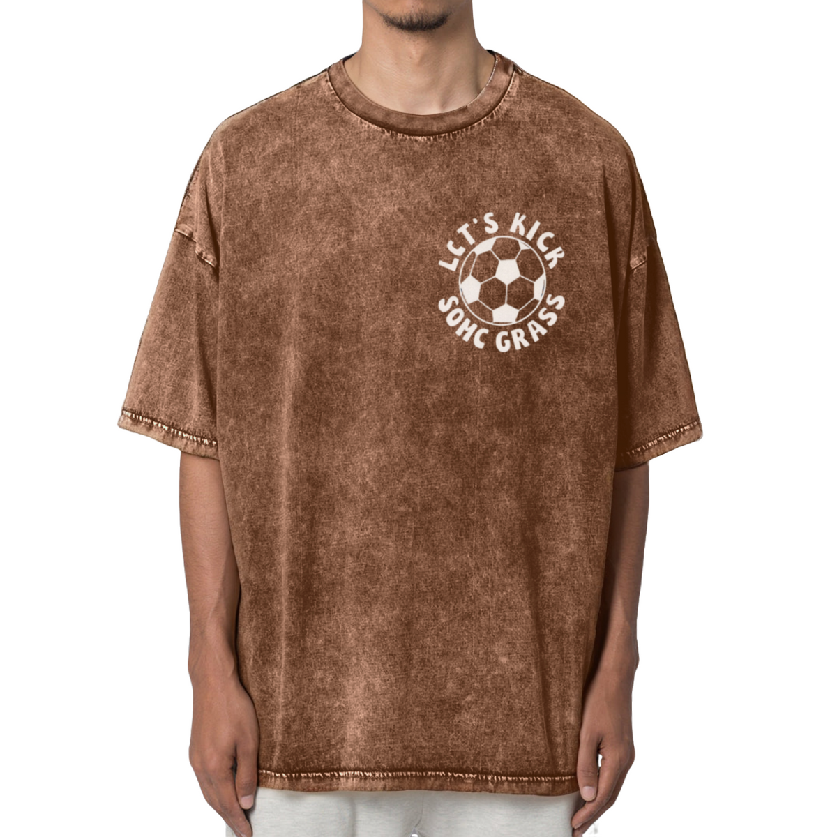 Let's Kick Some Grass Soccer Washed Graphic T-Shirt